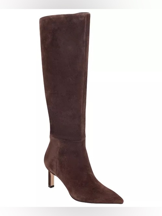 Marc Fisher Shoes - Marc Fisher Women's Esmee Tall Pointy Toe Dress Boots dark brown suede 9.5 M